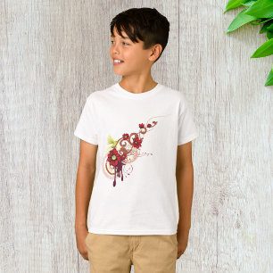 T-shirt Flore avec fleurs rouges et colibri