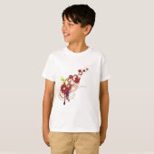 T-shirt Flore avec fleurs rouges et colibri (Devant entier)