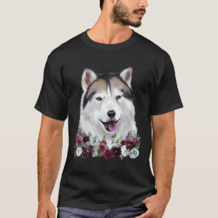 T-shirt Flore de Chien Husky de l'Alaska