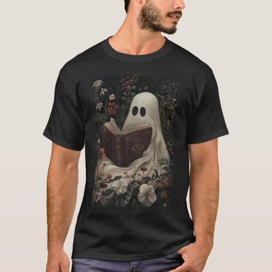 T-shirt Flore Fantôme Livre de lecture Halloween Costume g (Devant)