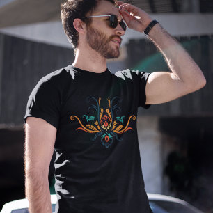 T-shirt Flore géométrique Damas Classée Avec Branches T-Sh