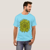 T-shirt Flore Rustique Tournesol Jaune Main tirée (Devant entier)