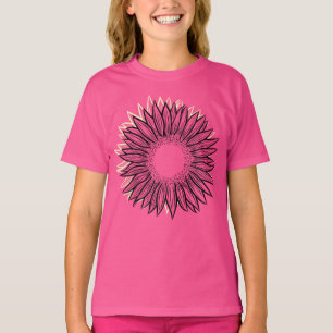 T-shirt Flore Rustique Tournesol Main tiré