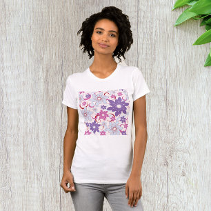 T-shirt Flore Vibrante Motif Floral Purple Rose Fleurs Ble