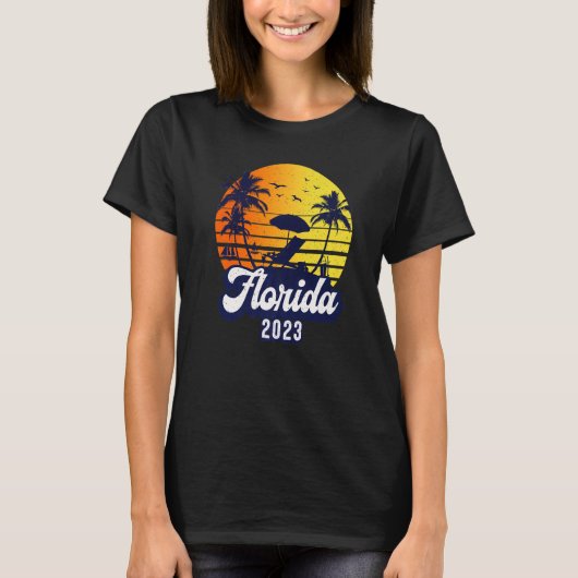 T-shirt Florida 2023 Sunset Beach Retro Premium (Devant)