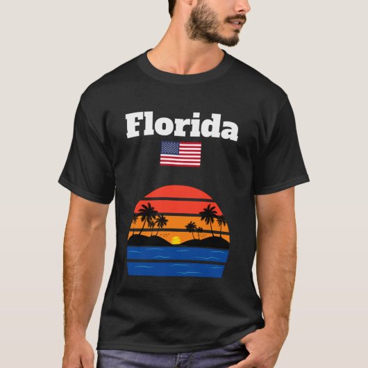 T-shirt Florida beach souvenir palm trees ocean sunset US (Devant)
