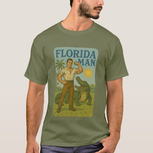 T-shirt Florida Man Alligator Friend Funny Retro Coastal (Devant)