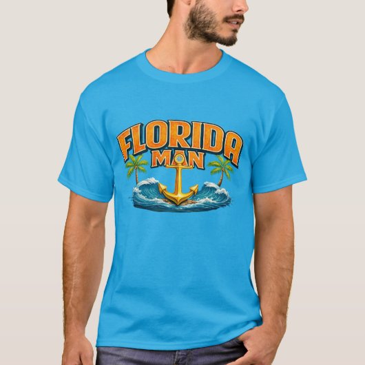 T-shirt Florida Man | Graphic Print Nautical Anchor Beach (Devant)