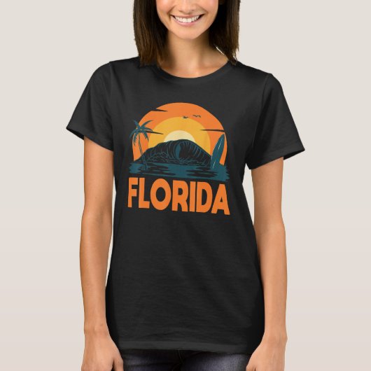T-shirt Florida Palm Tree Surf Surfing Beach Island Summer (Devant)