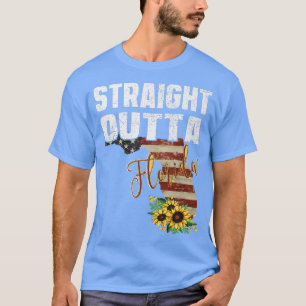 T-shirt Floride Droite Extérieur Floride Floride Carte Sun