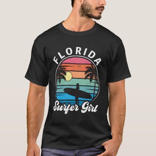 T-shirt Floride Fl Surfer Beach Palm Tree Vacances Surf Su (Devant)