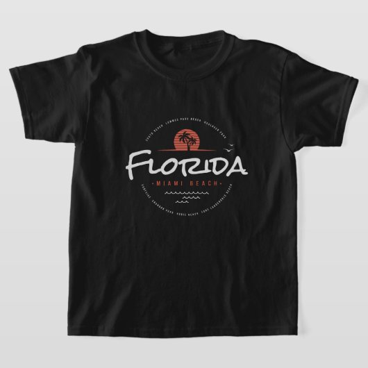 T-shirt Floride Miami Beach Rétro Coucher de soleil Palmie (Poser)