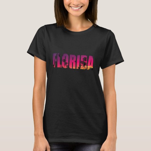 T-shirt Floride Palm Trees Miami Beach Sunset (Devant)