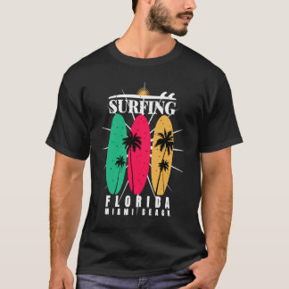T-shirt Floride Surf Plage d'été Coucher de soleil Vintage