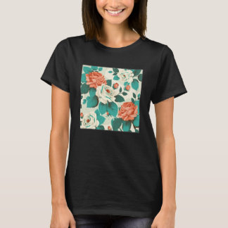 T-shirt Floriste Rose Motif d'illustration feuille de fleu
