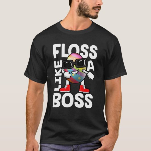 T-shirt Floss Like A Boss Flossing Egg Sunglasses Happy Ea (Devant)