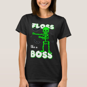 T-shirt Floss Like A Boss Skeleton Halloween Boys Girls Ki