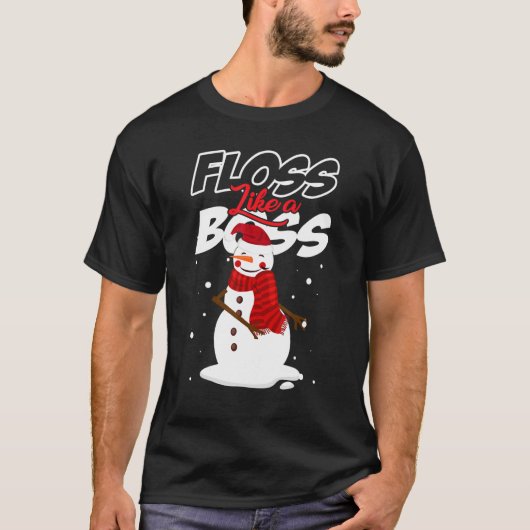 T-shirt Floss like a Boss Snowman Flossing Noël (Devant)