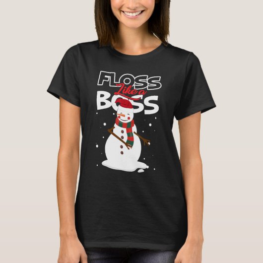 T-shirt Floss Like a Boss Snowman Flossing Noël 3 (Devant)