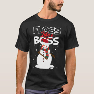 T-shirt Floss Like a Boss Snowman Flossing Noël 3