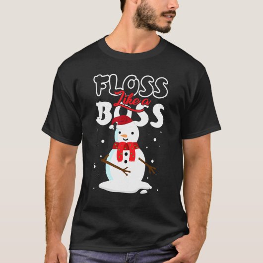 T-shirt Floss Like a Boss Snowman Flossing Noël 5 (Devant)