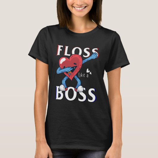 T-shirt Floss Like A Boss Valentines Chemises pour garçons (Devant)