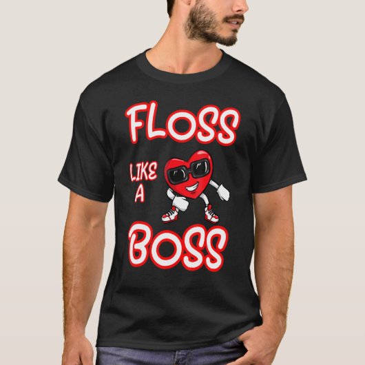 T-shirt Floss like A Boss Valentines Jour Coeur Flossant (Devant)