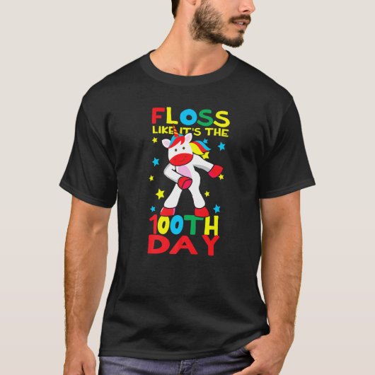 T-shirt Floss Like It's The 100th Day Of School Flossing U (Devant)