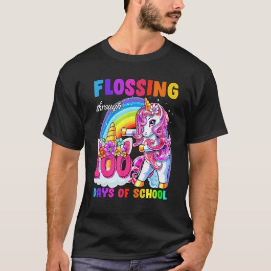 T-shirt Flossing Through 100 Days Of School Flossing Unico (Devant)