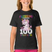 T-shirt Flossing through 100 Days of School Unicorn (Devant)