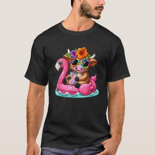 T-shirt Flottement de la piscine de Flamant rose de vache 