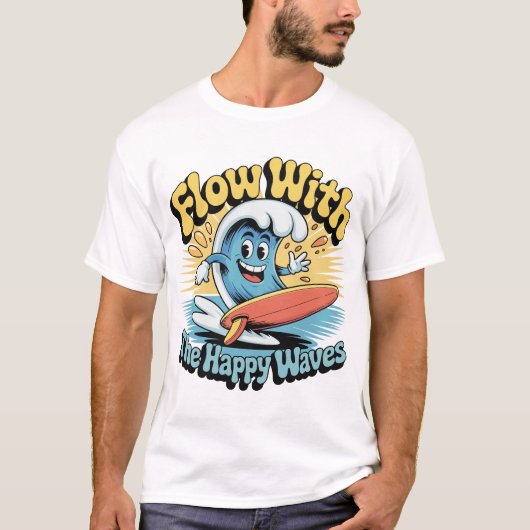 T-shirt Flow With The Happy Waves Surf Style Men’s Tee (Devant)
