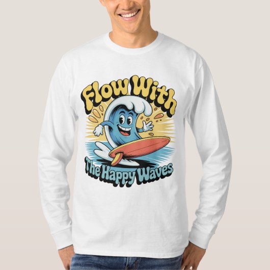 T-shirt Flow With The Happy Waves Surf Style Men’s Tee (Devant)