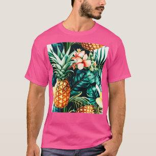 T-shirt Flowe Plumeria Foliage d'ananas tropicale hawaïenn