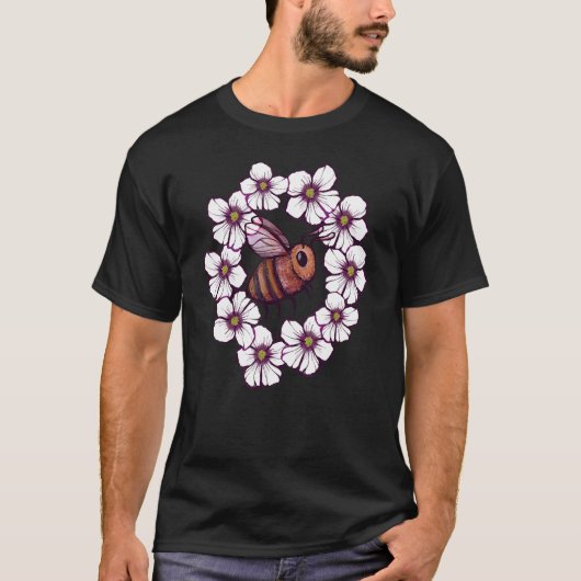 T-shirt Flower Bee Artwork nature   (Devant)