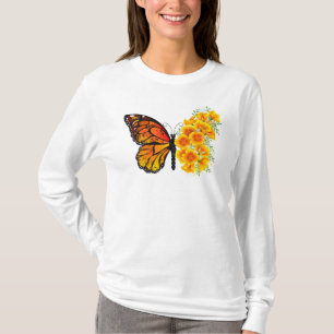 T-shirt Flower Butterfly with Yellow California Poppy