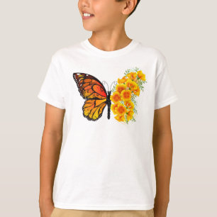 T-shirt Flower Butterfly with Yellow California Poppy
