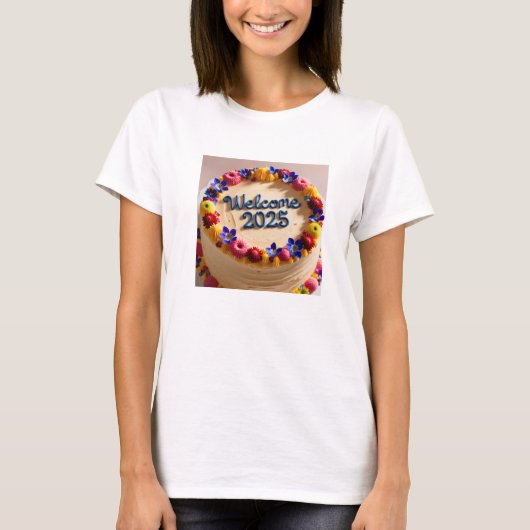T-shirt Flower Cake Welcome 2025 (Devant)