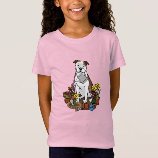 T-Shirt Flower Gardener Pit Bull (lâche blanche 3) (Devant)