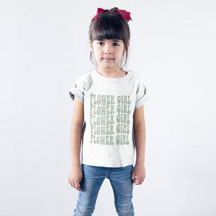 T-Shirt Flower Girl Cadeau Sage Green Correspondance marié