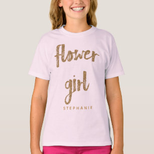 T-shirt Flower Girl Gold Parties scintillant de mariage