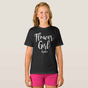 T-shirt Flower Girl personnalisé Calligraphie blan