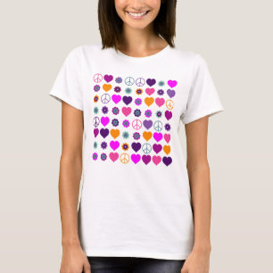 T-shirt Flower Power Heart Peace Motif + votre backgr.