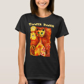 T-shirt Flower Power Retro Whimsical Cat Personalized (Devant)