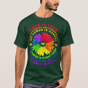 T-shirt Flower Rainbow Human Black Lie Droits de vie Scien