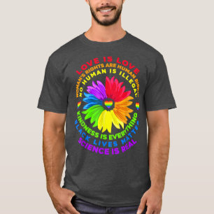 T-shirt Flower Rainbow Human Black Lie Droits de vie Scien