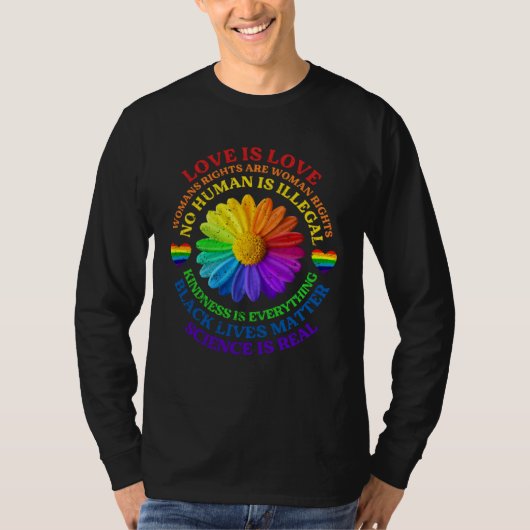 T-shirt Flower Rainbow Human Black Lives Rights Science LG (Devant)