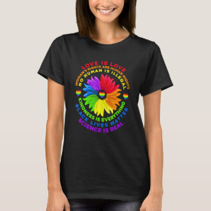 T-shirt Flower Rainbow Human Black Vie Droits Sciences Lg
