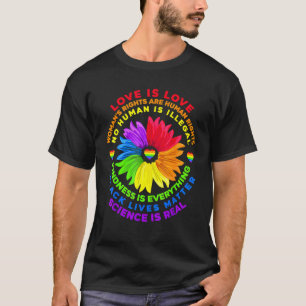 T-shirt Flower Rainbow Human Black Vie Droits Sciences Lg
