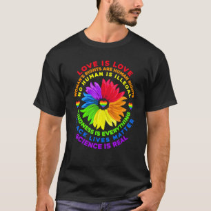 T-shirt Flower Rainbow Human Black Vie Droits Sciences Lg